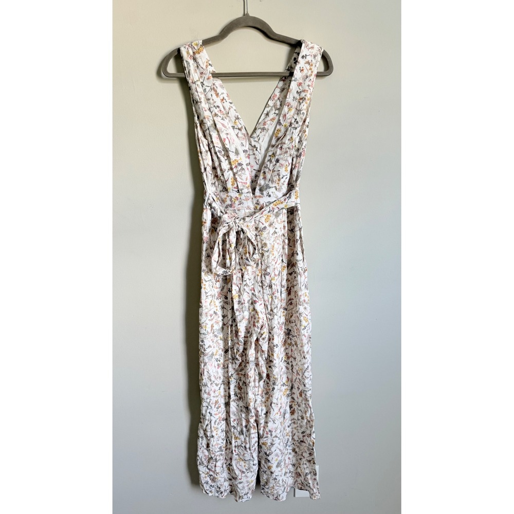 Sancia Elletra Floral V-Neck Wide Leg Jumpsuit White Botanical Open Back XS - Picture 4 of 8